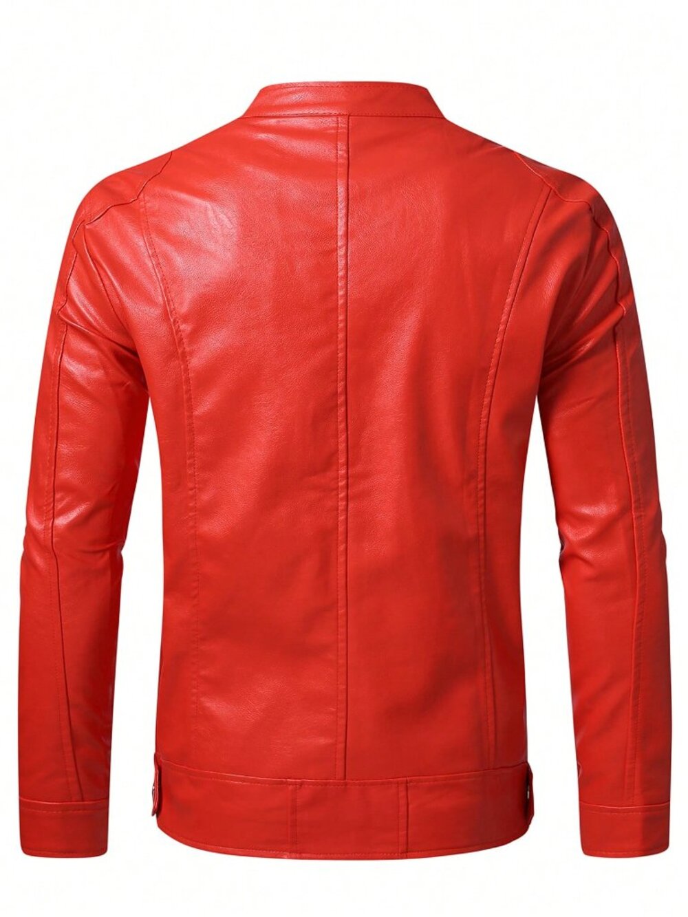 Red Biker Men's Lightweight Stand Collar Jacket - Picture 3 of 7
